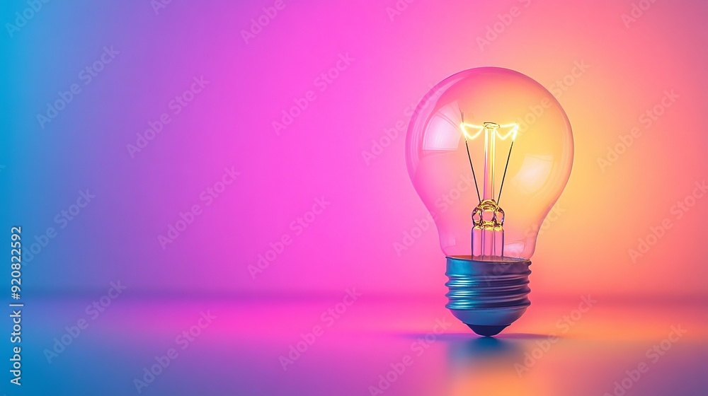 A glowing light bulb with a colorful gradient background, symbolizing the birth of a smart idea in business A glowing light bulb with a colorful gradient background, symbolizing the birth of a smart idea in business