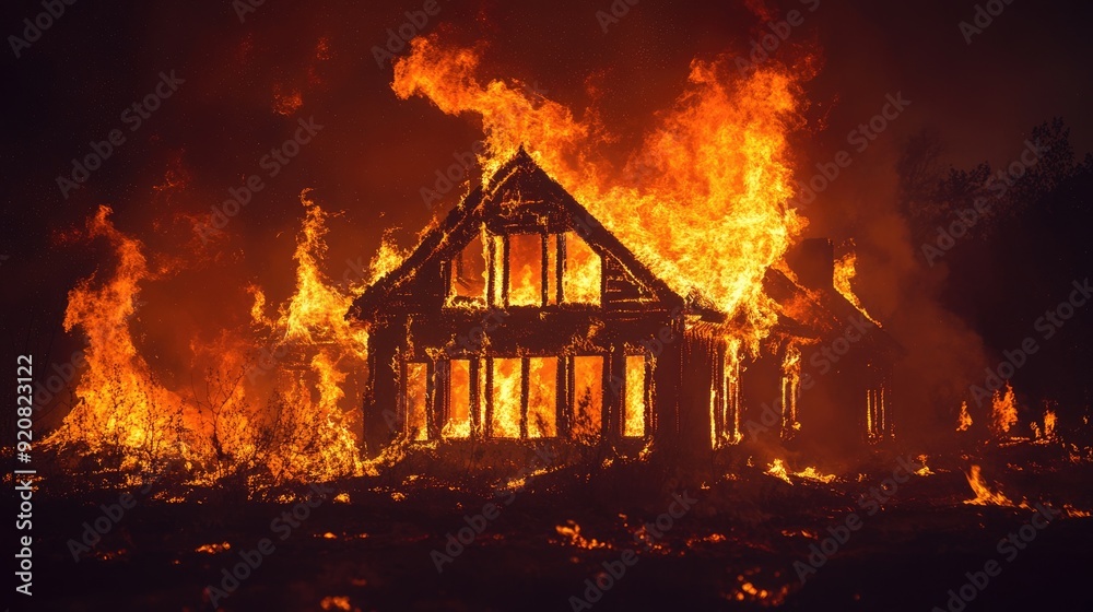 Fire Investigation. Unsafe Arson Scene Examined by Fire Department Fire Investigation. Unsafe Arson Scene Examined by Fire Department
