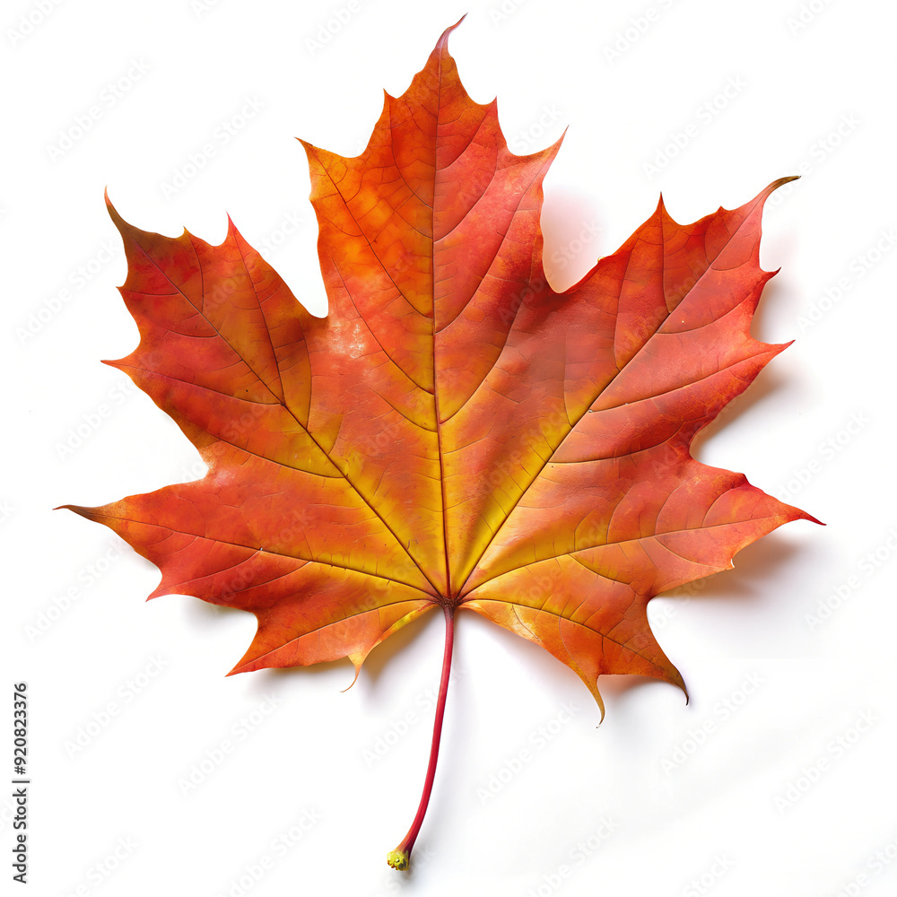 Fototapeta premium Vibrant Autumn Maple Leaf Isolated on White Background