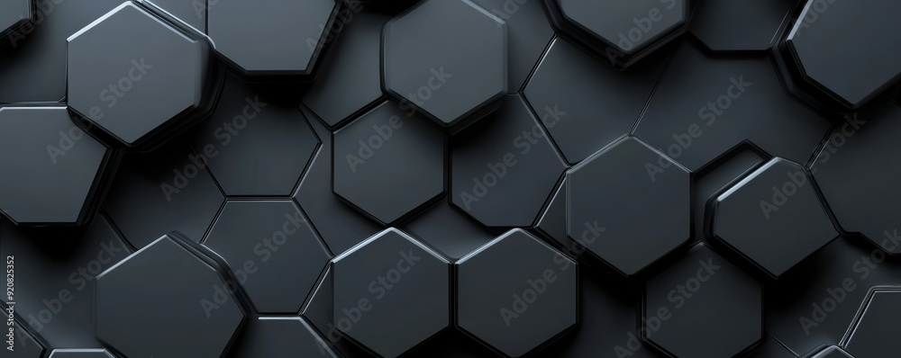 An abstract technology background made of black hexagonal tiles in science and technology An abstract technology background made of black hexagonal tiles in science and technology