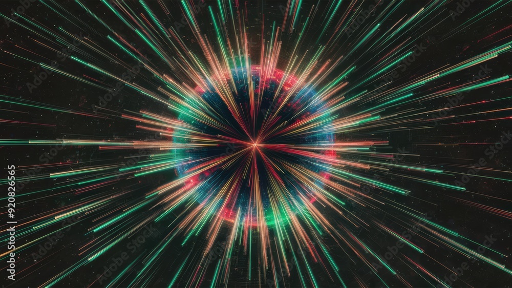 A colorful abstract image of a sphere with bright lights, AI A colorful abstract image of a sphere with bright lights, AI