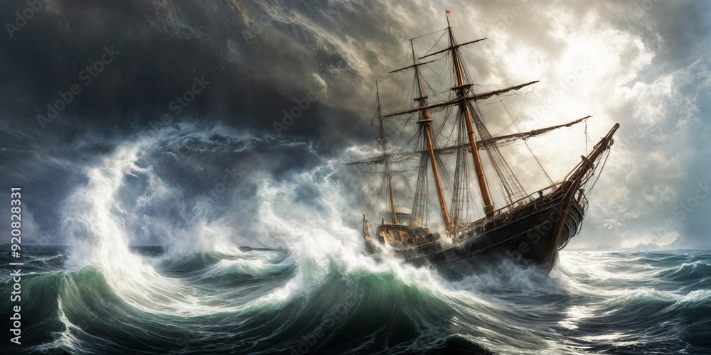 Fototapeta premium ship in the storm 
