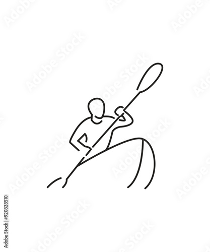 Paddle outline line icon logo design illustration