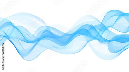 Background of blue abstract waves on white. Stock.