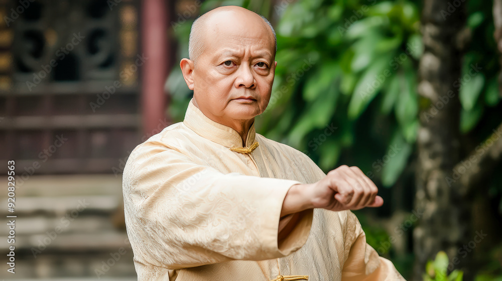 Kung Fu Master in Action A captivating image showcasing an experienced Kung Fu master demonstrating his skill and focus in a powerful stance emphasizing discipline strength, and the art of martial art Kung Fu Master in Action A captivating image showcasing an experienced Kung Fu master demonstrating his skill and focus in a powerful stance emphasizing discipline strength, and the art of martial art