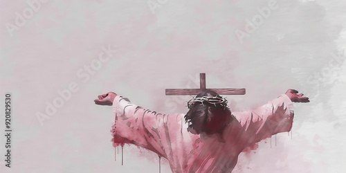Jesus is condemned to death. Digital watercolor painting
