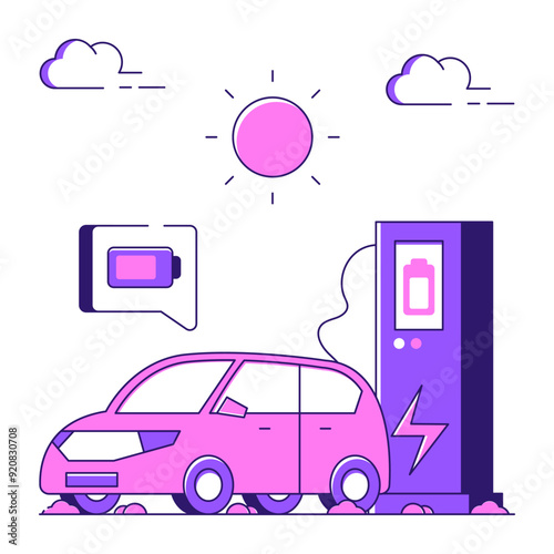 An illustration design of electric car 

