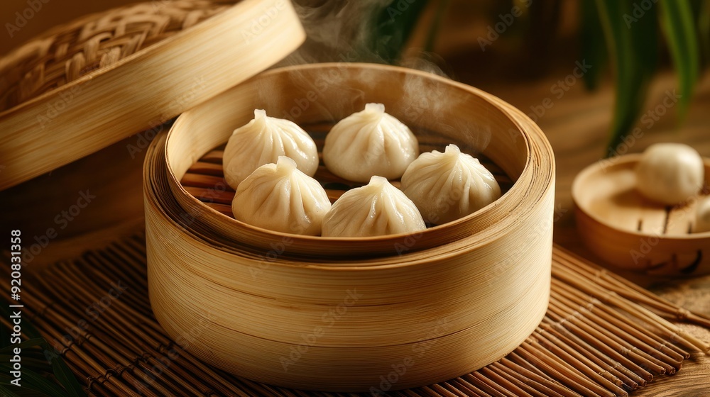 Steaming Dumplings in a Bamboo Steamer Steaming Dumplings in a Bamboo Steamer