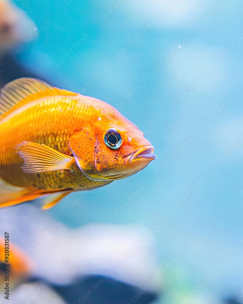 Colorful Pet Fish Swim Gracefully in an Aquarium During the Day Colorful Pet Fish Swim Gracefully in an Aquarium During the Day