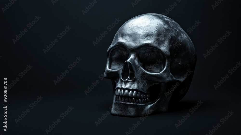 A black background with a single white skull. A black background with a single white skull.