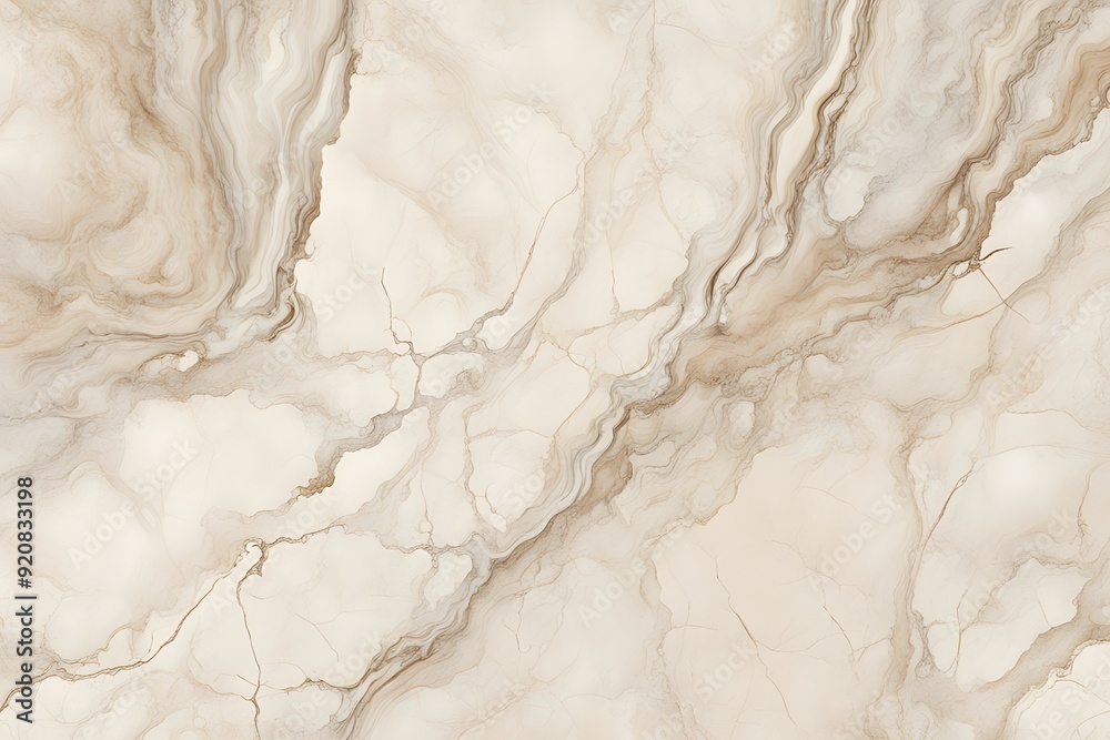 Obraz premium A creamy beige marble design with soft brown and gray veins, AI Generated