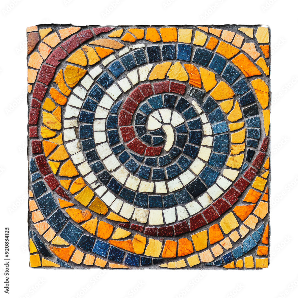 PNG Colorful spiral mosaic design on square tile PNG Colorful spiral mosaic design on square tile