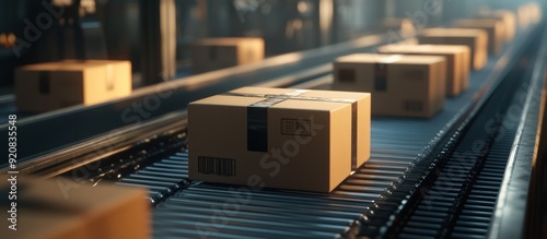 Packages Moving on a Conveyor Belt