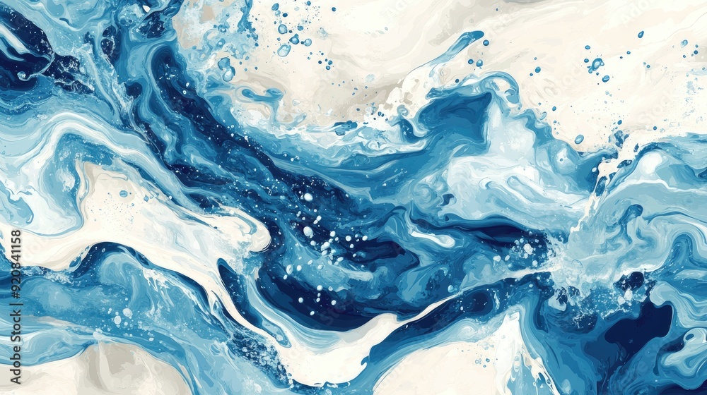 Abstract blue cream white watercolor background with wave pattern. Abstract blue cream white watercolor background with wave pattern.
