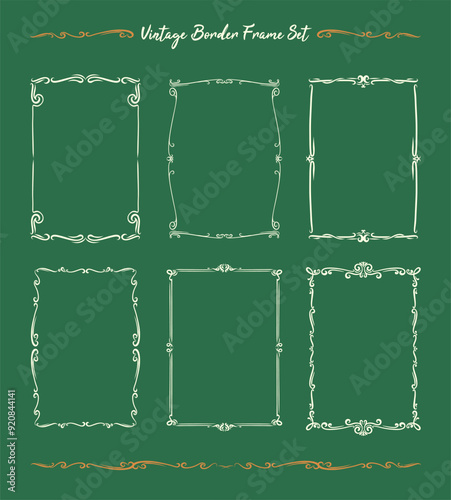 hand drawn vintage swirled border frame collection
