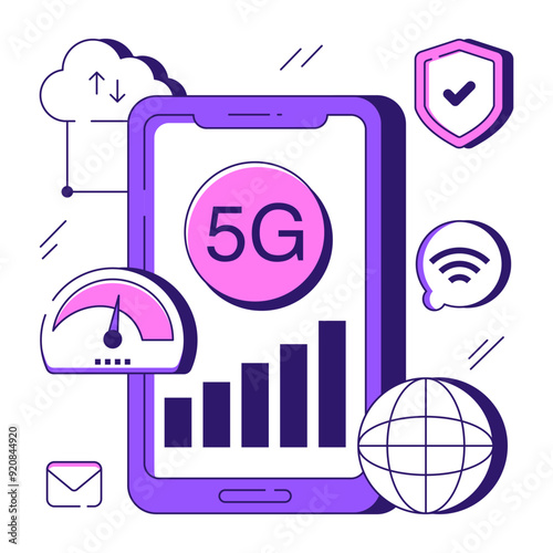 Trendy design illustration of mobile 5g network 

