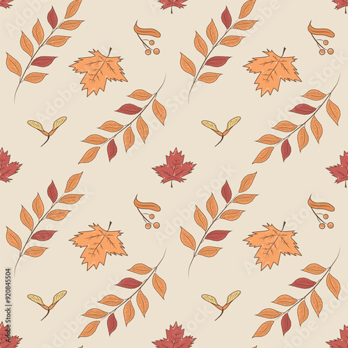 cozy autumn seamless pattern in warm autumn colors	