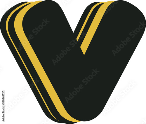 Layered cartoon letter v