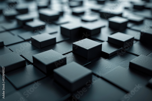 Geometric Abstract Background with 3D Square Shapes