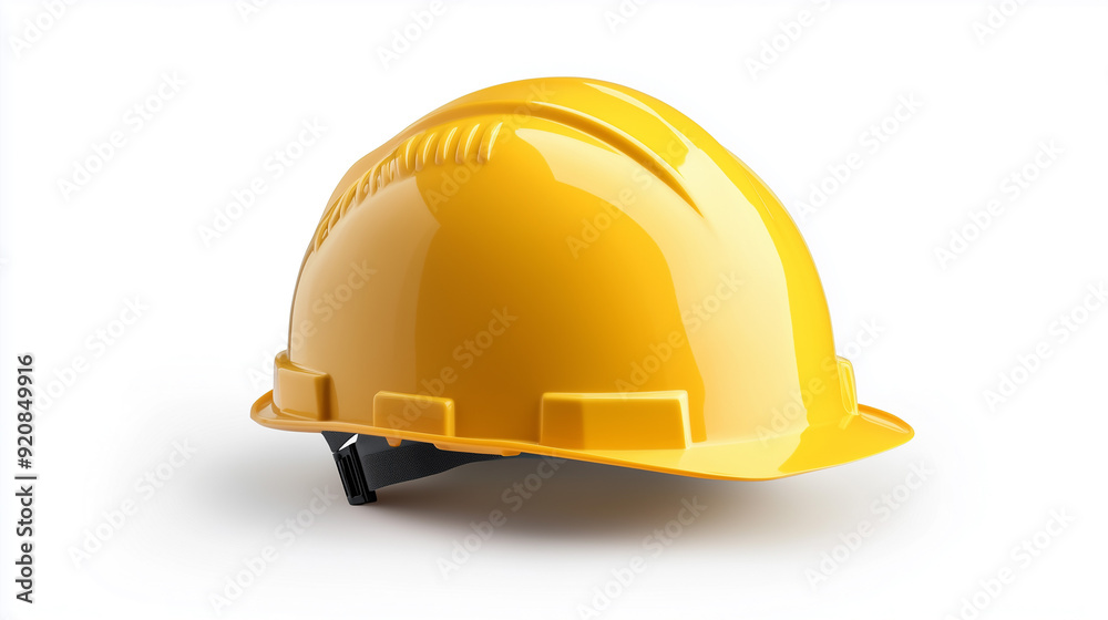 Fototapeta premium Yellow Hard Hat Safety Equipment Isolated White Background..