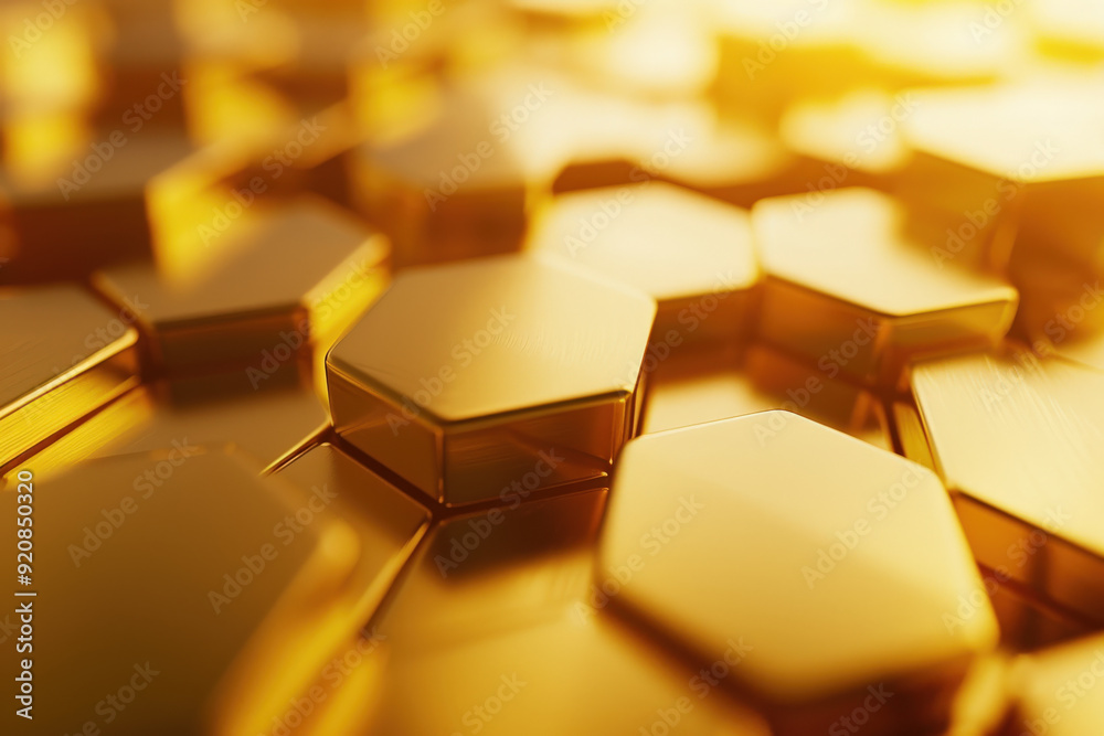 Golden Honeycomb Abstract Background in Sunset Light Golden Honeycomb Abstract Background in Sunset Light