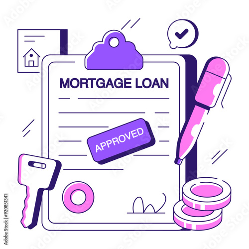 A trendy design illustration of mortgage loan agreement 

