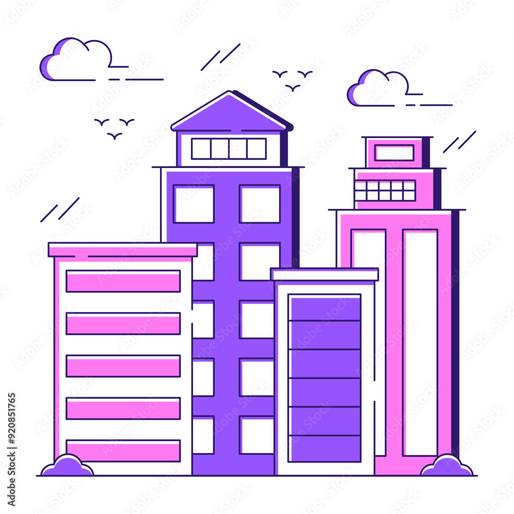 Modern design illustration of buildings

