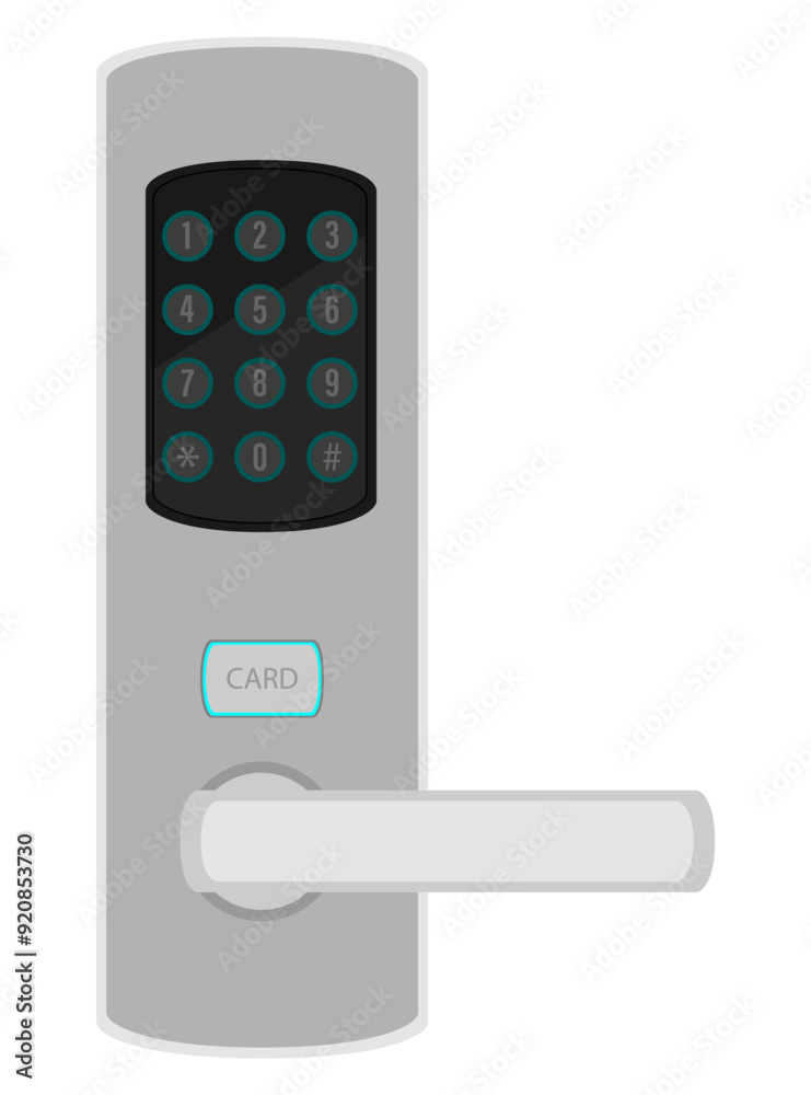 electronic lock with handle knob and electric drive flat style vector illustration isolated on white background electronic lock with handle knob and electric drive flat style vector illustration isolated on white background