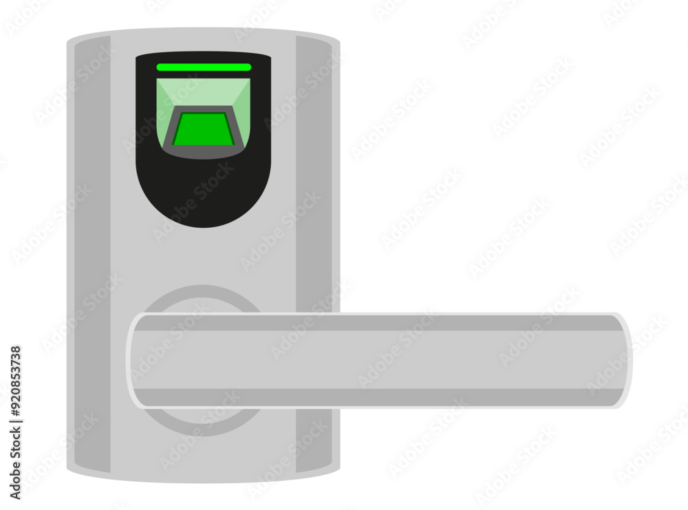 electronic lock with handle knob and electric drive flat style vector illustration isolated on white background electronic lock with handle knob and electric drive flat style vector illustration isolated on white background