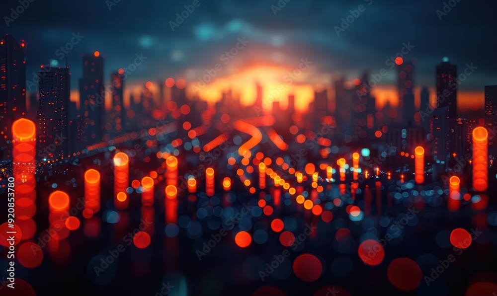 Cityscape at Sunset with a Blurred and Bokeh Effect Cityscape at Sunset with a Blurred and Bokeh Effect
