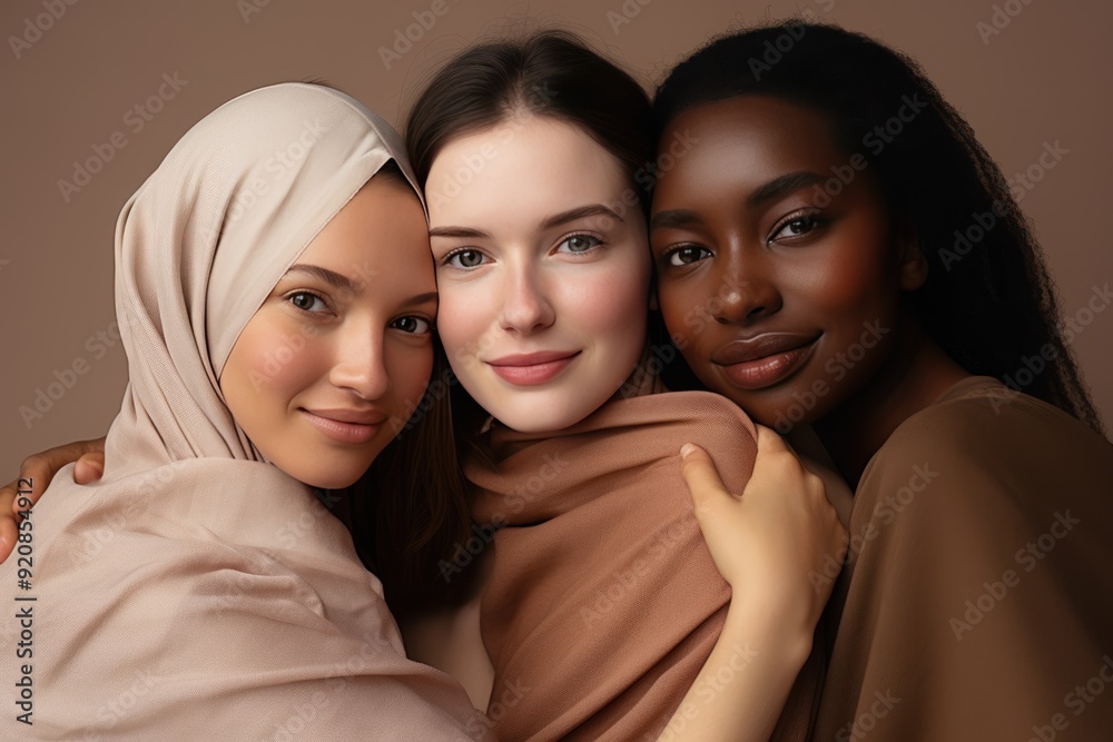 beautiful young women. on a plain background. darkskinned, white, Muslim beautiful young women. on a plain background. darkskinned, white, Muslim