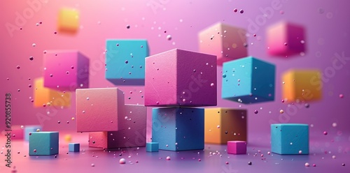 Abstract 3D Colorful Cubes