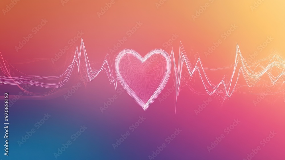 A cardiogram of heart rate displayed on a vibrant, multicolored background, highlighting the waveform against the bright colors. A cardiogram of heart rate displayed on a vibrant, multicolored background, highlighting the waveform against the bright colors.