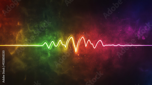 A cardiogram of heart rate displayed on a vibrant, multicolored background, highlighting the waveform against the bright colors.