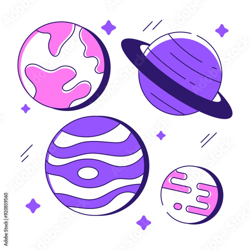 Modern design illustration of revolving planets vector 

