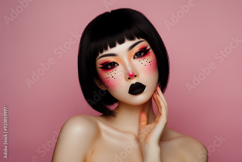 奇抜なメイクの女性