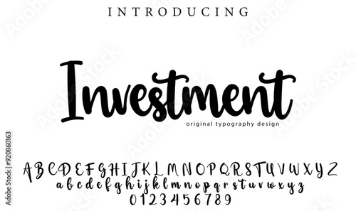 Investment Font Stylish brush painted an uppercase vector letters, alphabet, typeface