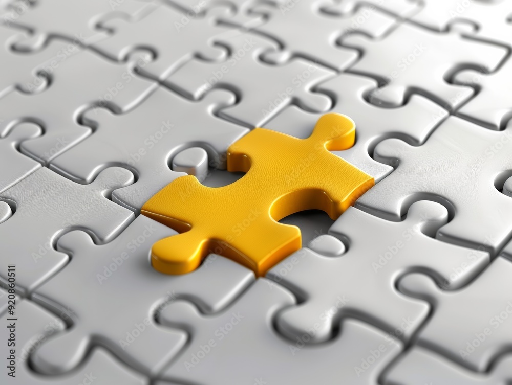 Fototapeta premium A puzzle piece fitting into place symbolizing product completion