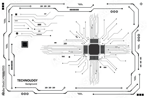 Black control panel abstract modern technology futuristic interface hud ui, Cyberpunk black circuit diagram on white background.