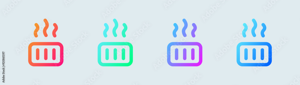 Heating line icon in gradient colors. Warm signs vector illustration. Heating line icon in gradient colors. Warm signs vector illustration.