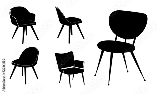 Set of modern chair silhouette vector illustration