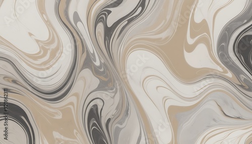 Luxurious Marble-Like Texture Background in Neutral Beige, Gray, and Cream Tones - Flowing Liquid Patterns with Smooth Transitions for Upscale Sophisticated Branding. photo