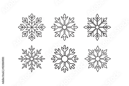 Christmas snowflake outline symbol cliparts, logo snowflake, Snowflakes icon, vector illustration.