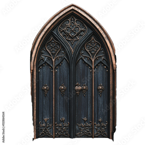 PNG Gothic arched door with intricate designs