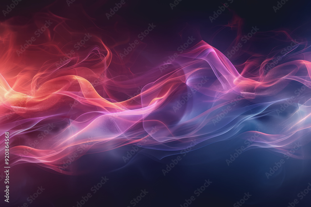 Fototapeta premium Dynamic smoke swirls dark red. Accented with neon blue textures and warm tones.
