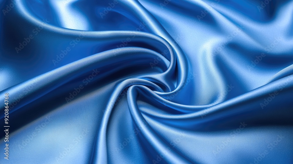 Obraz premium Elegant blue silk satin fabric, luxurious and light background with space for design, suitable for table decoration, birthday, baby shower or wedding, Valentine's Day, romantic, gentle.