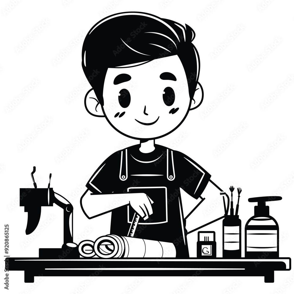 A cute vector illustration of a male dressmaker A cute vector illustration of a male dressmaker