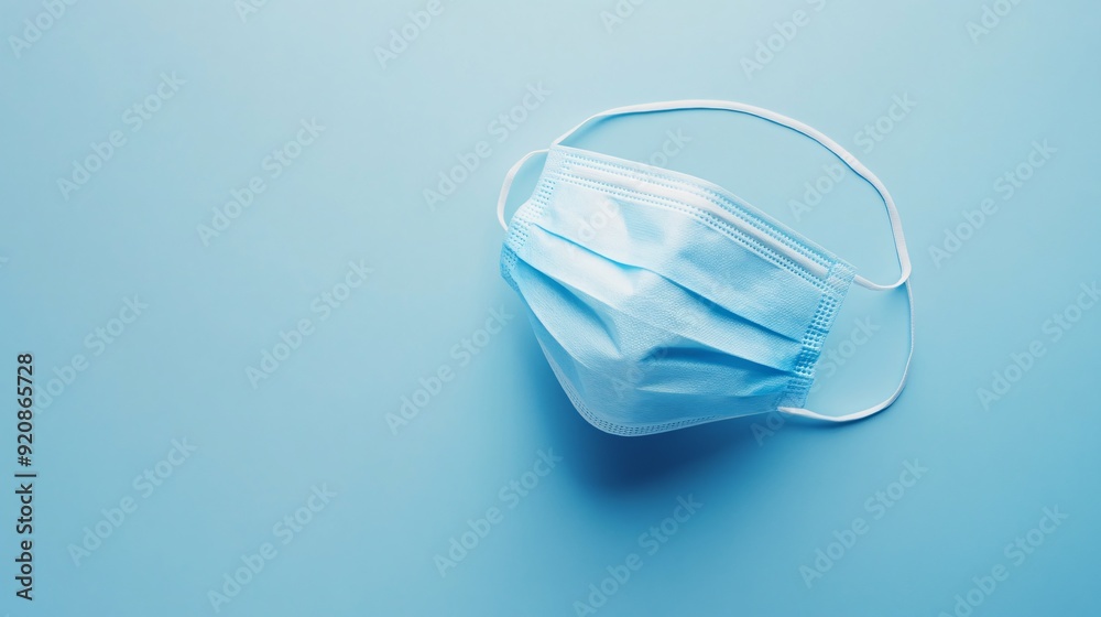 Medical mask isolated on blue background isolated Medical mask isolated on blue background isolated