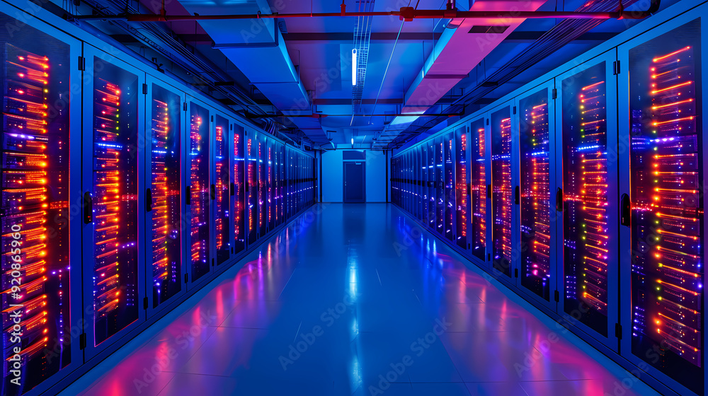 Vector cartoon corridor in a spaceship,Data Center With Illuminated Server Racks Vector cartoon corridor in a spaceship,Data Center With Illuminated Server Racks