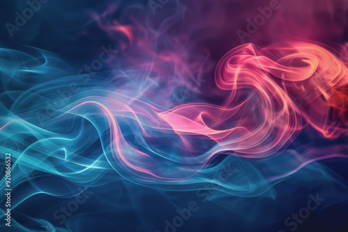 Wallpaper Mural Dynamic smoke swirls dark red. Accented with neon blue textures and warm tones. Torontodigital.ca